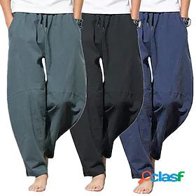 Mens Yoga Pants Pants Bottoms Wide Leg Harem Solid Color