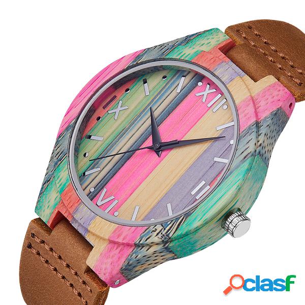 Moda Colorful Cassa quadrante cinturino in pelle stile