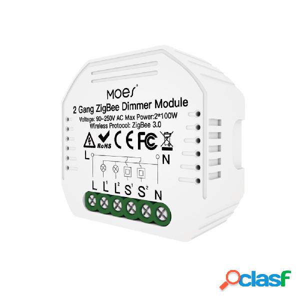 MoesHouse Tuya Smart ZB 3.0 Modulo interruttore dimmer a 2