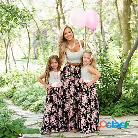 Mommy and Me Dress Graphic Print Black Maxi Sleeveless