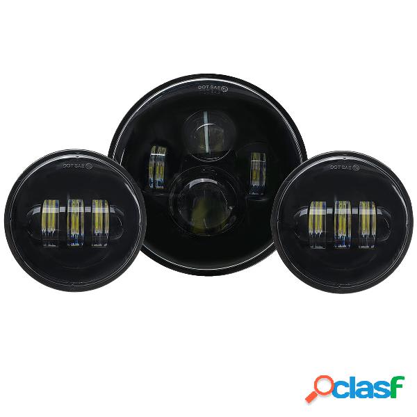 Nero senza diaframma 7 "per motocicletta LED Faro +