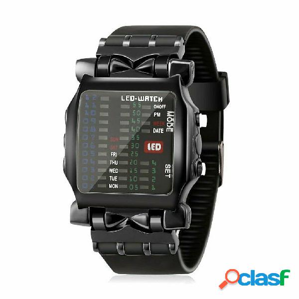 Orologio da uomo alla moda in stile quadrato LED Data data