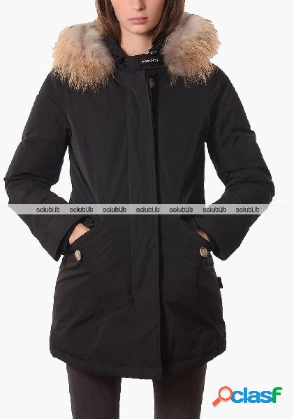 Parka Woolrich donna nero Arctic luxury con pelliccia di