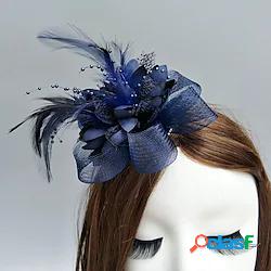 Pelle / A rete fascinators / Fiori / berretto con Con Piume