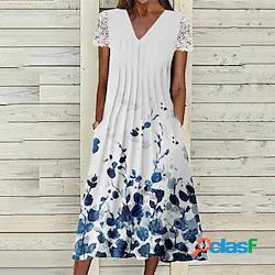 Per donna Abito linea A Vestito longuette Bianco Manica