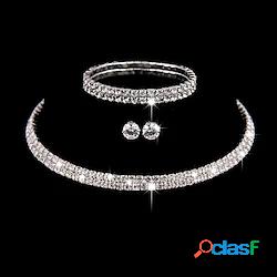 Per donna Collana Orecchino Bracciale Catena da tennis