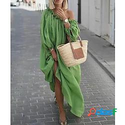 Per donna Largo Vestito maxi Aalbicocca Verde Blu Rosa