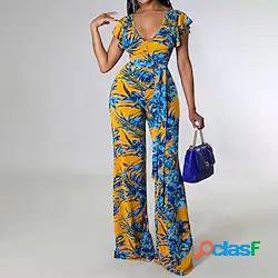 Per donna Tuta Vita alta Lacci Floreale A V Elegante Feste