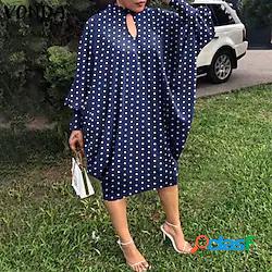 Per donna Vestito a trapezio Abito al ginocchio Verde Blu