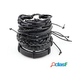 Per uomo Bracciali in pelle Multistrato Intrecciato