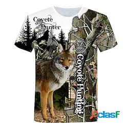 Per uomo T-shirt da caccia Camouflage Cervo Manica corta