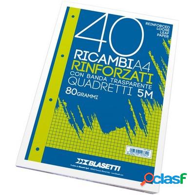 Ricambi rinforzati Blasetti A4 quadretti 5 mm conf. 40 pz.