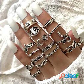 Ring Vintage Style Silver Snake Sun Moon Alloy 16pcs Stylish