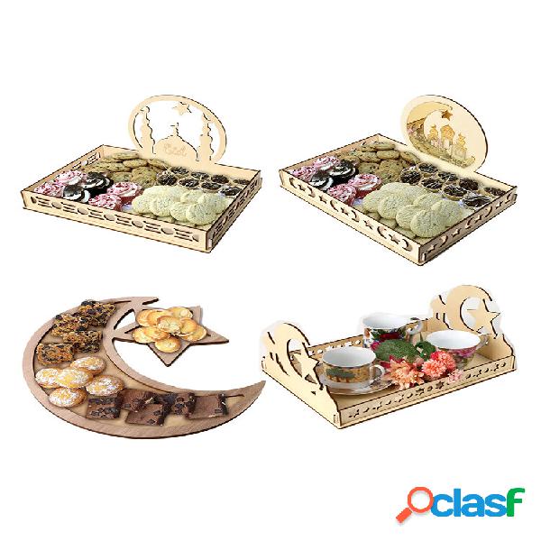 Rustic di legno Islam Ramadan Food Serving Tray Pastry