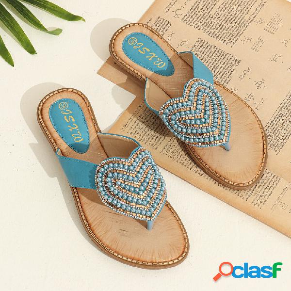 Sandali da donna con strass Cuore Decor Decor Shape Toe Sand