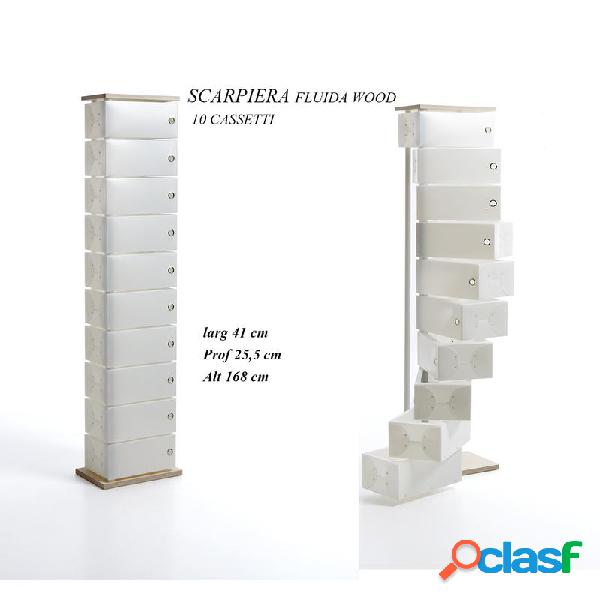 Scarpiera Contenitore Multiuso Fluida Wood 10 Cassetti