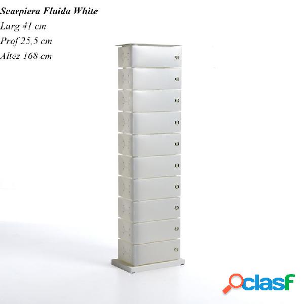 Scarpiera Fluida White 10 Cassetti 41x25.5h168 in