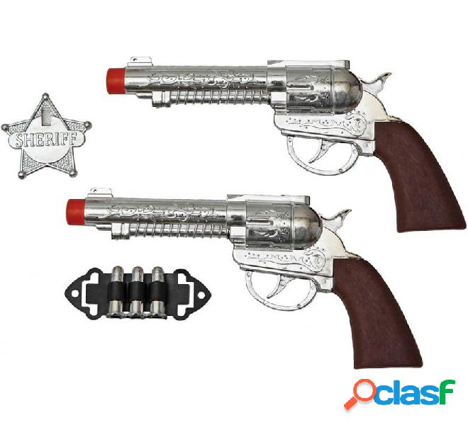 Sceriffo: 2 pistole argento, proiettili e stella
