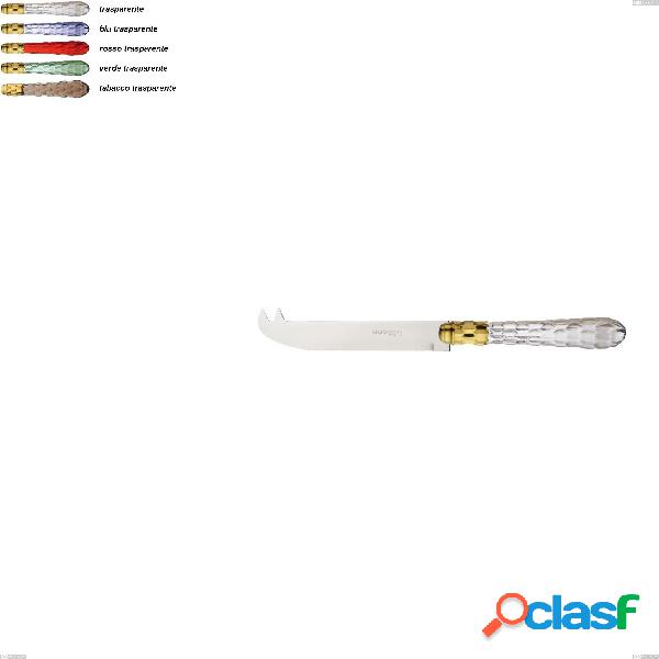 Set da 6 Coltello formaggio a due punti Cristallo ghiera oro