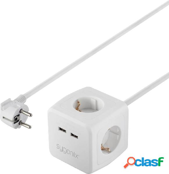 Sygonix SY-4538532 Multipresa a cubo 4 vie Bianco Schuko 1