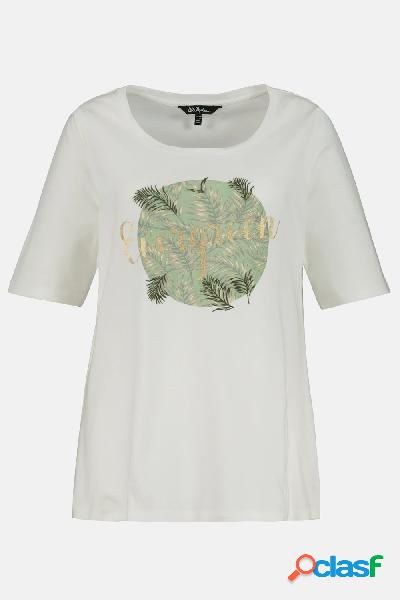 T-shirt, scritta Evergreen, ricami, classic, Donna, Bianco,