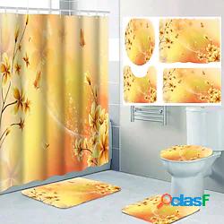 Tenda da doccia per bagno con stampa paesaggistica e piante