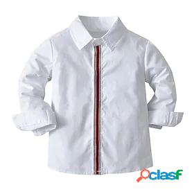 Toddler Boys Shirt Long Sleeve Solid Colored Crewneck White
