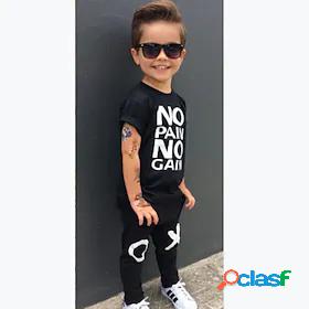 Toddler Boys T-shirt Pants Short Sleeve 2 Pieces Black