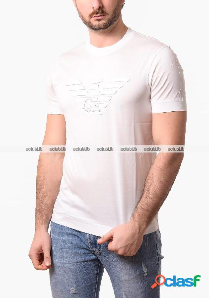 Tshirt Emporio Armani uomo bianca maxi logo aquila in