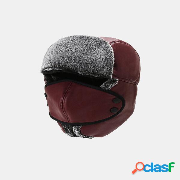 Unisex PU Cotone Addensato Tinta Unita Rimovibile Maschera