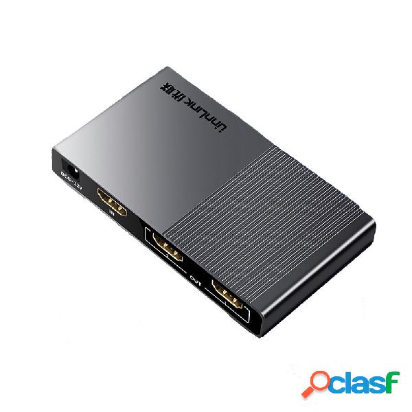 Unnlink Splitter compatibile HDMI 1x2 1 In 2 Out HD2.0 4K @