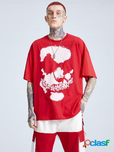 Uomo 100% cotone Clown Maschera Graffiti Super Soft T-shirt