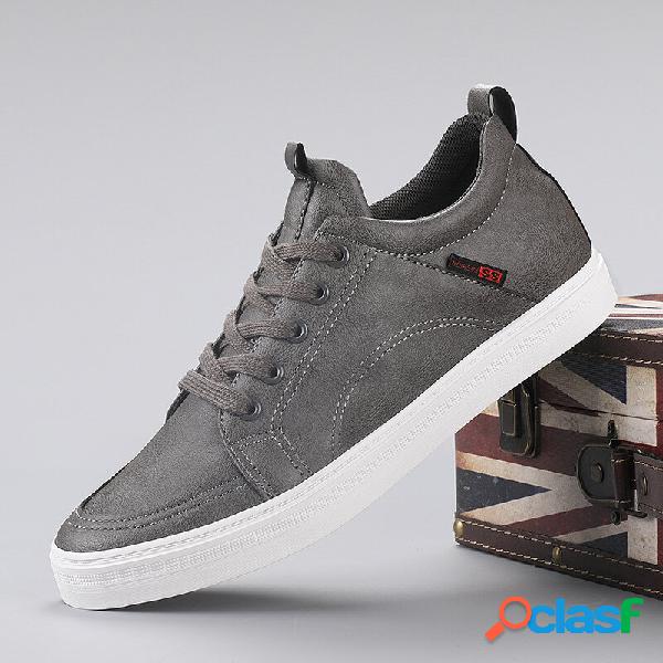 Uomo Canvas Traspirante Soft Fondo Trendy Solid Lace Up