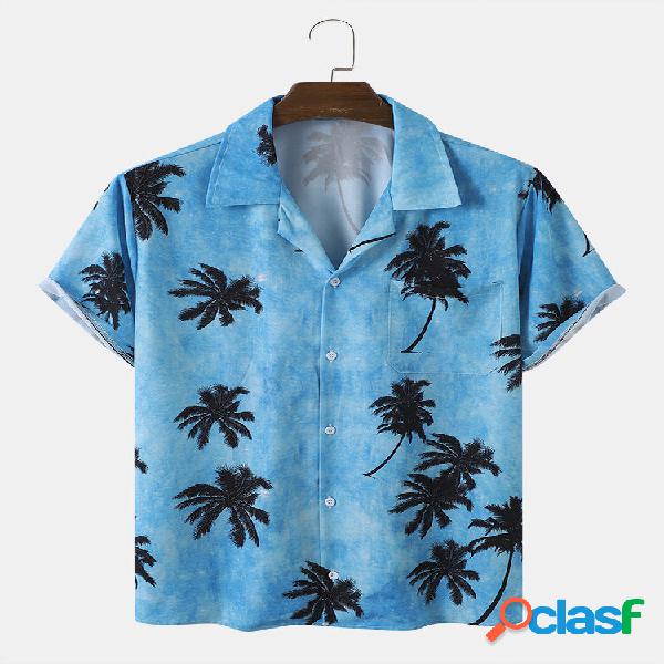 Uomo Coconut Tree Hawaii Style Casual Skin Friendly Tutti