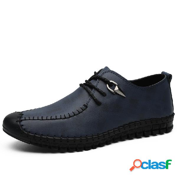 Uomo Comodo Antiscivolo Soft Scarpe in pelle casual cucite a