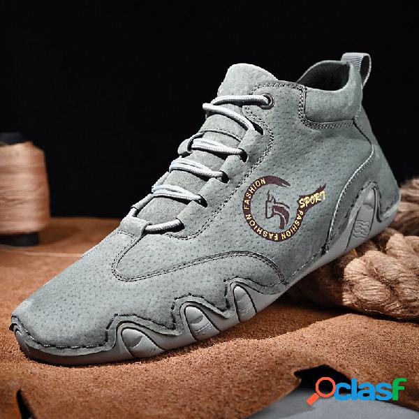 Uomo in pelle Soft Stivaletti casual con suola stringata