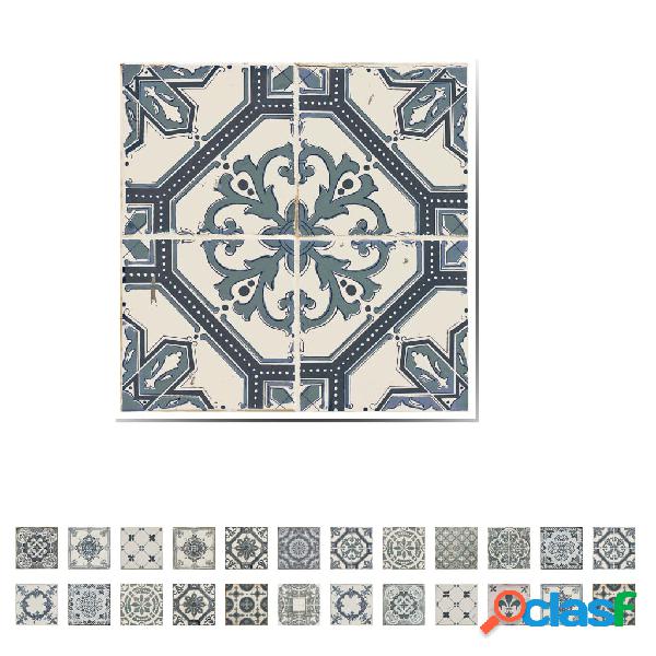 WALPLUS Adesivi da Parete Azulejo Vintage Blu 10x10cm 24