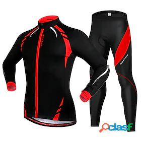 WOSAWE Womens Mens Long Sleeve Cycling Jersey with Tights