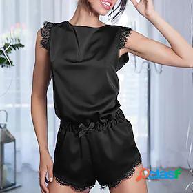 Womens 1 pc Onesies Jumpsuits Satin Simple Luxury Pure Color
