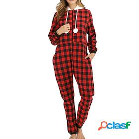 Womens 1 pc Pajamas Bodysuits Simple Comfort Sweet Grid /