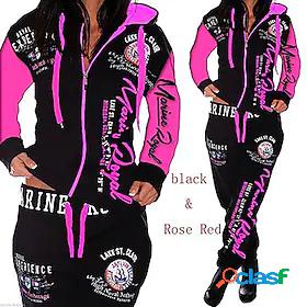 Womens 2 Piece Full Zip Casual Athleisure Tracksuit