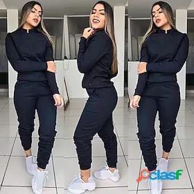 Womens 2 Piece Full Zip Street Casual Tracksuit Sweatsuit