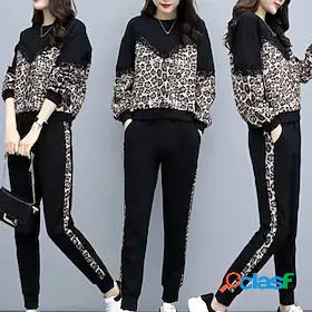 Womens 2 Piece Patchwork Tracksuit Jogging Suit Compression