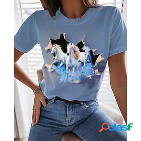 Womens 3D Printed Painting T shirt 3D Animal Print Round