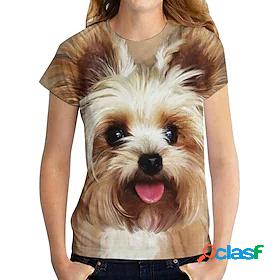 Womens 3D Printed T shirt Dog 3D Animal Print Round Neck