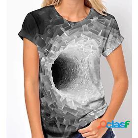 Womens 3D Printed T shirt Graphic Optical Illusion Print