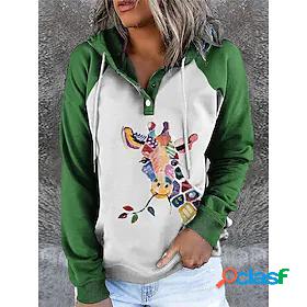 Womens Animal Hoodie Button Up Hoodie Casual Cotton Hoodies