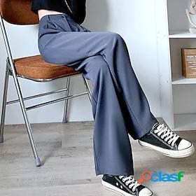 Womens Basic Streetwear Pocket Pants Slacks Full Length