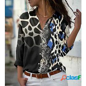 Womens Blouse Shirt Color Gradient Graphic Snake Print Shirt