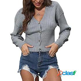 Womens Cardigan Sweater Co-ords Solid Color Pure Color